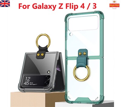 Für Samsung Galaxy Z Flip 4 / 3 5G Schutzhülle & Ring Duty Ständer Klar Cover