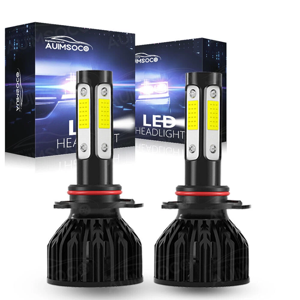 4-Side LED Headlight Bulbs 8500K Kit 9005 HB3 High Beam Light Bright White