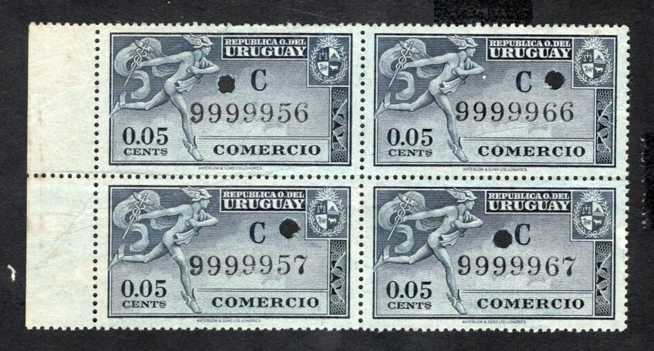 Uruguay 1930th block of stamps Mi#Revenue 0.05 Cts PROOF R MNH