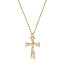 LADYGD Cross Necklace for Women Trendy 14K Gold Plated Cubic Zirconia Cross P...