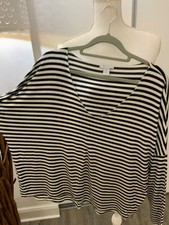 AMISU  Long Sleeve Streifen Shirt Gr. XL weiß schwarz Silberkante  (96)