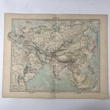 Mappa Asia completa Stieler Hand Atlas 1891 stampa originale antica