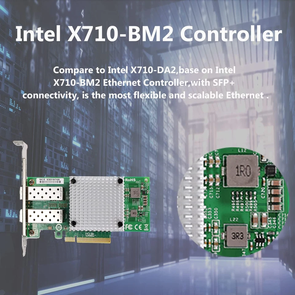 Scheda Di Rete PCI-E X8 Da 10 GB, Con Controller Ethernet Intel X710-BM2, Doppia - Immagine 4 di 4