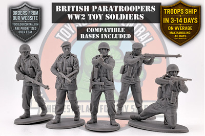 WW2 Toy Soldiers - British Paratroopers - 54mm  1:32 Scale - WWII Army Men