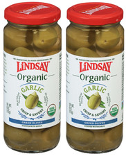 Lindsay Organic Garlic Green Olives 2 Pack