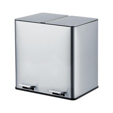 Dual Trash Can 2x4Gallon Stainless Steel Garbage Kitchen Can Removable Inner Bin