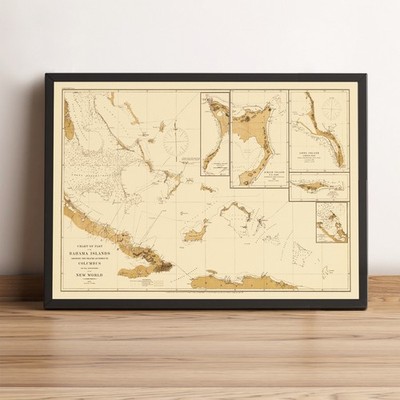 Bahamas Old Map - 1882 Bahama Islands Vintage Print - Cartography Reproduction
