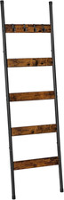 Blanket Ladder, 5-Tier Towel Rack with Hooks, Wall-Leaning Blanket Rack, Decorat
