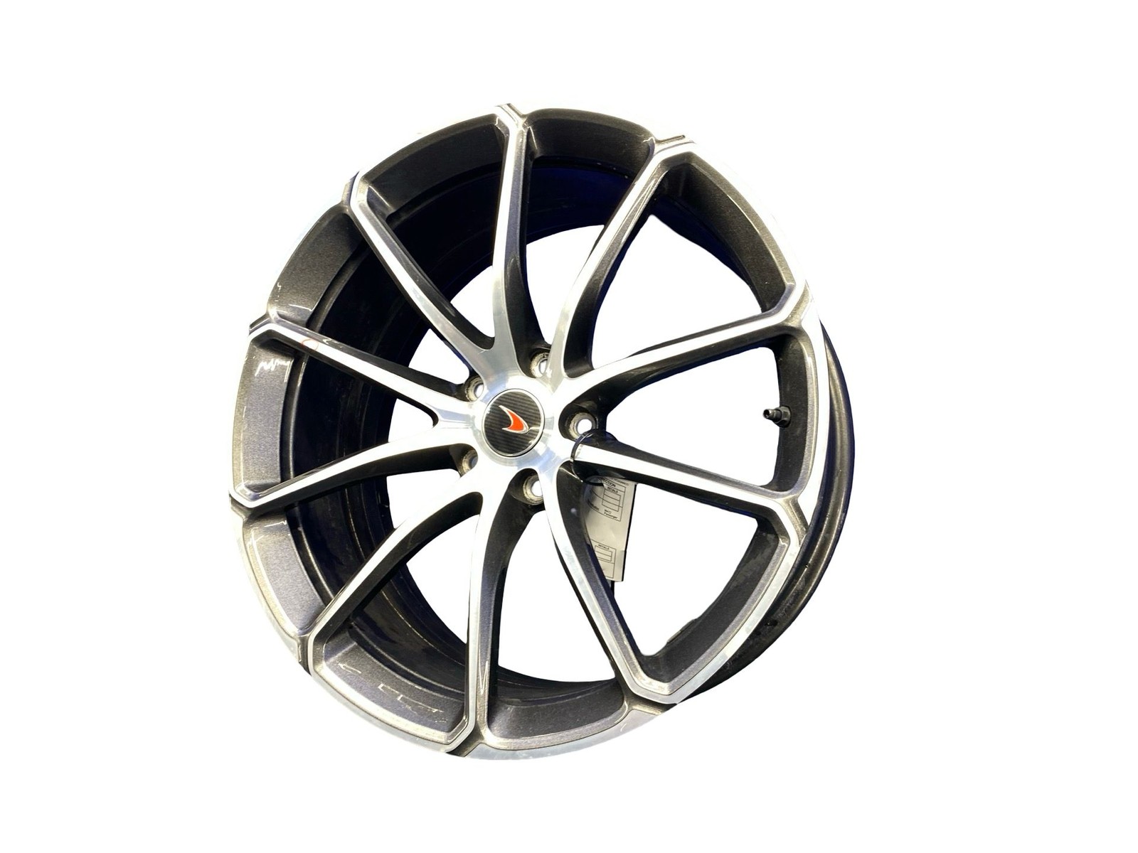 2016-2021 Mclaren 570s 19X8 5 V Spoke Wheel Rim Silver W/ Carbon Fiber Caps