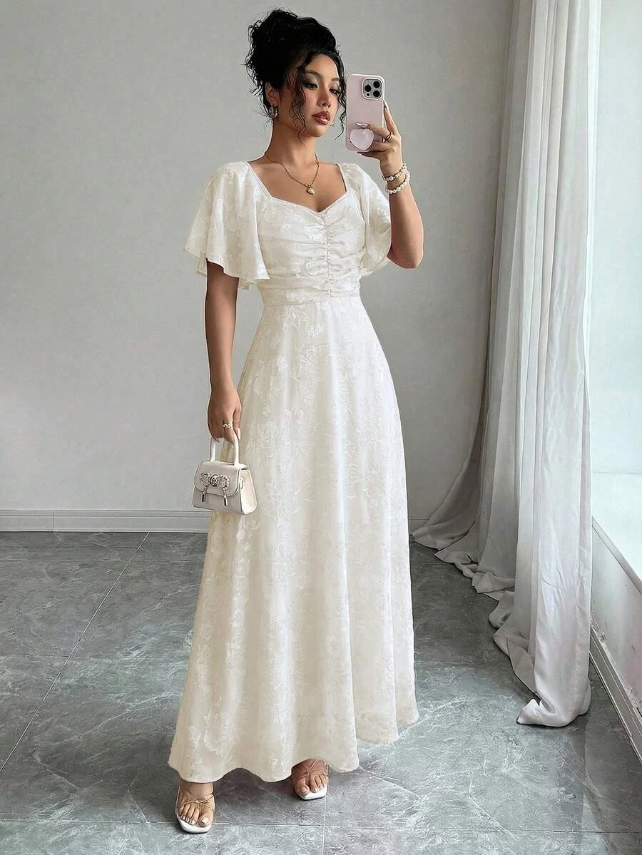 white dress with bell sleeves Victorian Chemise Style Sleepwear Bell Sleeve Cotton Short Nightgown for Woman L