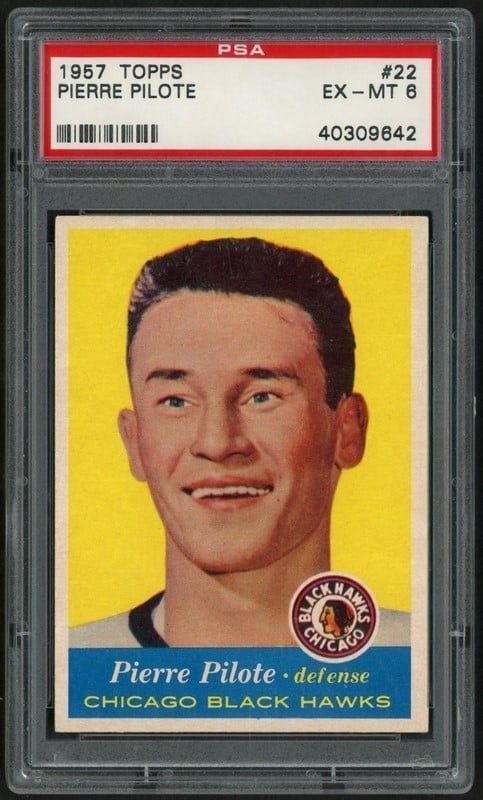 1957 TOPPS #22 PIERRE PILOTE RC ROOKIE PSA 6 Chicago Blackhawks