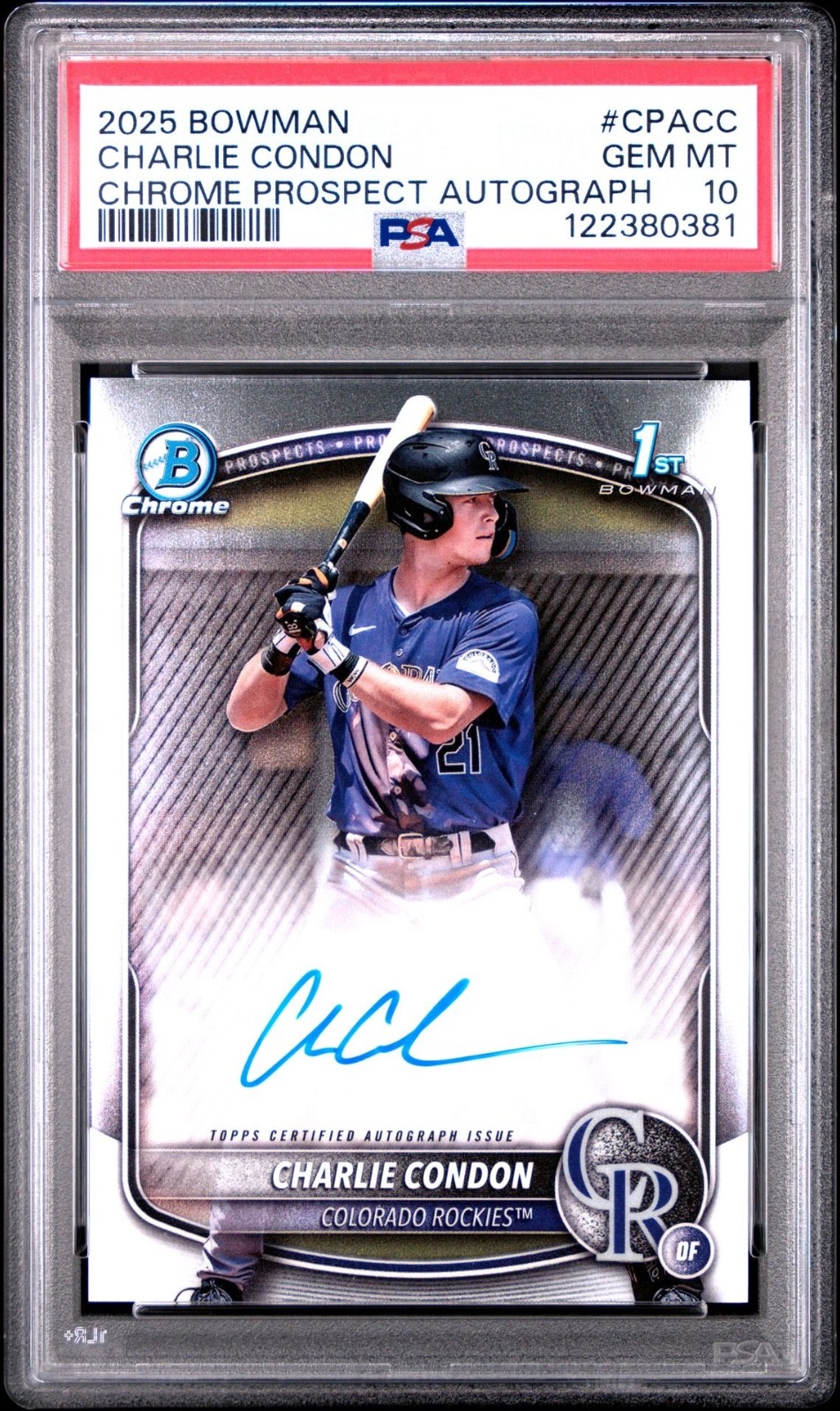 2025 Bowman Chrome Charlie Condon Prospect Auto #CPA-CC PSA 10 Gem Mint