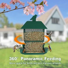 Squirrel Proof Bird Feeder Lg Capacity Hummingbird 4 Water Cups 6.5Lb Capacity
