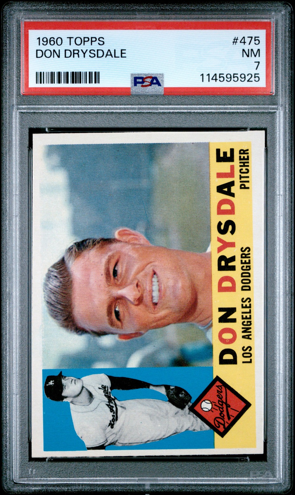 1960 TOPPS #475 DON DRYSDALE PSA 7