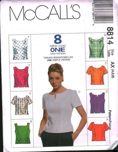 8814 Vintage McCalls SEWING Pattern Misses 1990s Semi Fitted Top Shirt OOP UNCUT