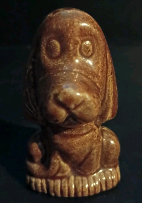 Hound Dog 3.5" Tall Mid Century Ceramic Figurine Vintage Round Big Eyes Unusual!
