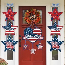 July 4th Patriotic Door Sign Decorations Independence Day Patriotic Hanger