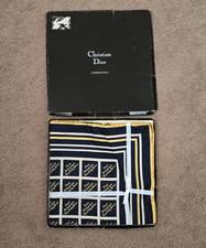 VINTAGE CHRISTIAN DIOR LADIES SILK SCARF SUNDAY POST ORIGINAL BOX NEVER WORN