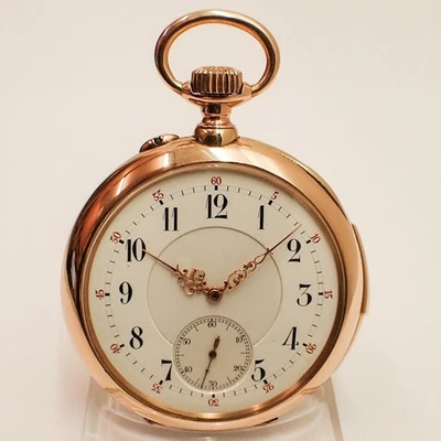 DÜRRSTEIN GLASHÜTTE LEPINE TASCHENUHR REPEATER VIERTEL REPETITION 55mm 107g GOLD - Bild 1 von 4