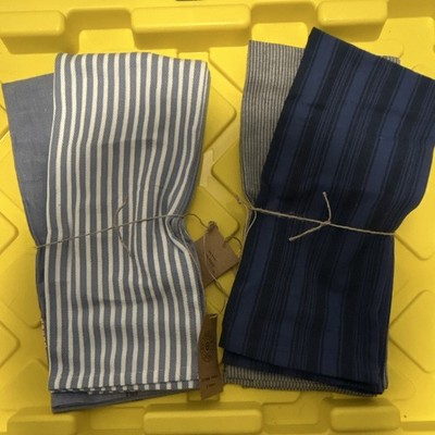 Craft & Barrel Reusable Cloth dishtowels  two x 2 pack Blue & White