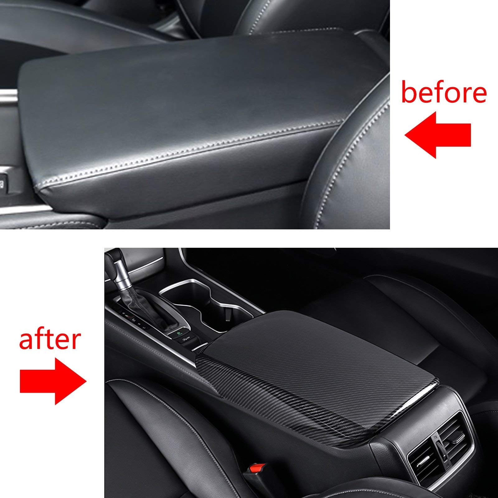 Carbon Fiber Center Console Armrest Box Panel Cover For Honda Accord 2018-2022