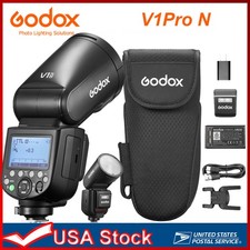 US Godox V1Pro N TTL Wireless Round Head Flash Light Speedlite For Nikon Cameras