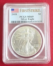 2018 $1 American Silver Eagle PCGS MS69 First Strike