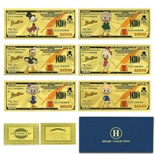 Juego de 6 billetes de oro Duck Tales regalo de coleccionista | billetes de lámina de oro