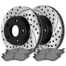 Rear Performance Drilled Slotted Rotors Ceramic Brake Pad Kit 6300863008967