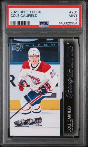 2021-2022 Upper Deck Young Guns Cole Caufield #201 RC Rookie PSA 9 Canadiens