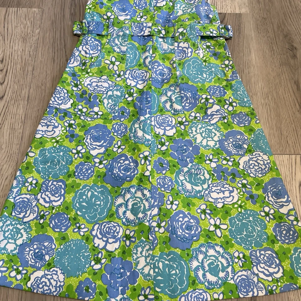 VTG 70s LIZA by Lilly Pulitzer Dress Size 5 Blue Green Floral Sundress Pockets - Image 4 of 4