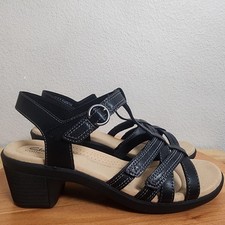 Clarks Emily2 Rose Sandals Womens Size 11 Black Leather Strappy Comfort