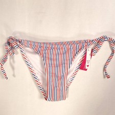 Xhilaration Bikini Bottom Juniors Small 0-2 Textured Side-Ties High Leg Striped