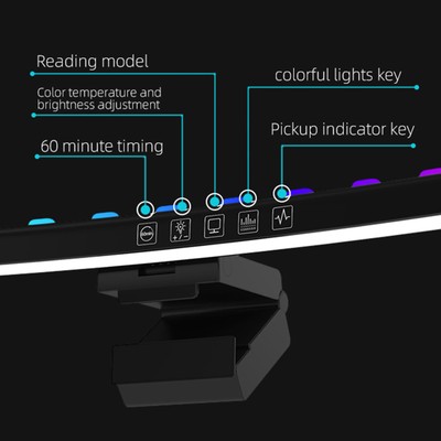 2 In 1 RGB Monitor Light Bar Dual Light Source Voice Activated Musical Rhythm CB