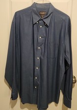 Eddie Bauer Mens Tall XXL Button-up Shirt Blue Long Sleeve