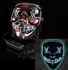 Halloween LED Glow Full Mask EL Wire Light Up The Purge Movie Rave Dance Party