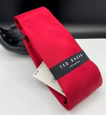 TED BAKER London Men's Silk Blend Tie  Red  Satin Solid  MSRP: 89.50
