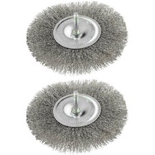 2x Drahtb&uuml;rste Scheibenb&uuml;rste 100mm Schaft 6mm Rundb&uuml;rste gewellt Bohrmaschine