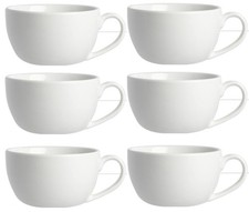 6 Large Cappuccino Cups White Porcelain Round Mug 12oz 35cl Hot Chocolate Coffee
