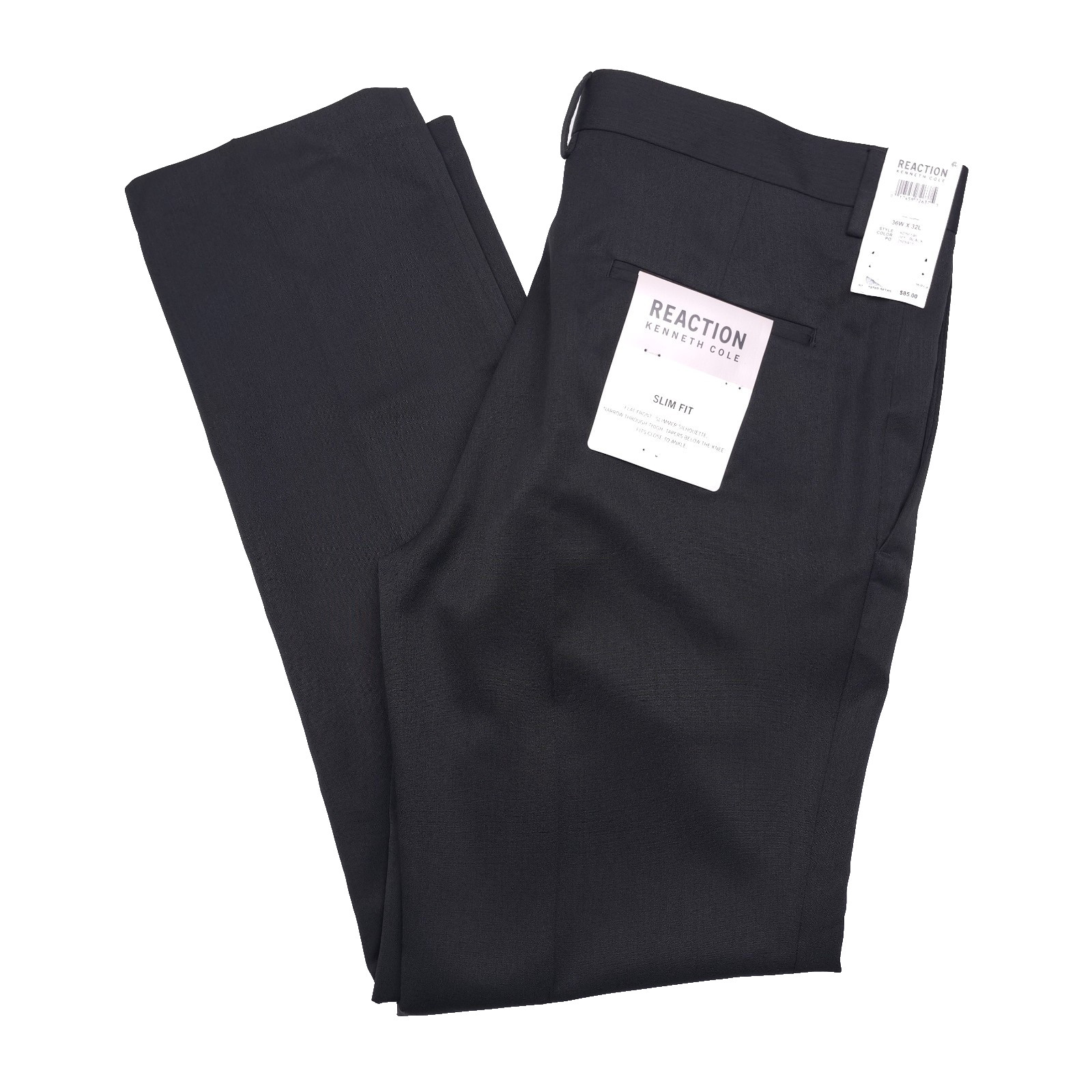 Kenneth Cole Reaction Dress Pants Mens Size 36 X 32 Slim Fit Black Flat Front