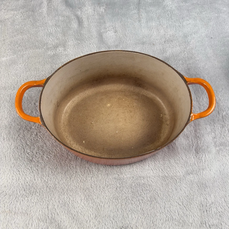 Vintage Le Creuset Flame Orange Size A Oval Dutch Oven 1.5 Qt - Image 4 of 4