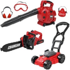 Kids Leaf Blower Toy Chainsaw  Lawn Mower Set with Goggles