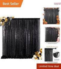 Black Sequin Backdrop 4x8ft Sparkling Photography Curtain Party Decoration