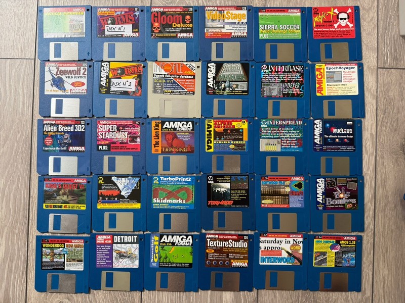 213 x AMIGA Magazine, Format, Skidmarks Magazine, Shopper, Computing Cover Disks