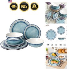 Juego de vajilla de melamina de 12 piezas juego de platos de cena para uso en interiores y exteriores...