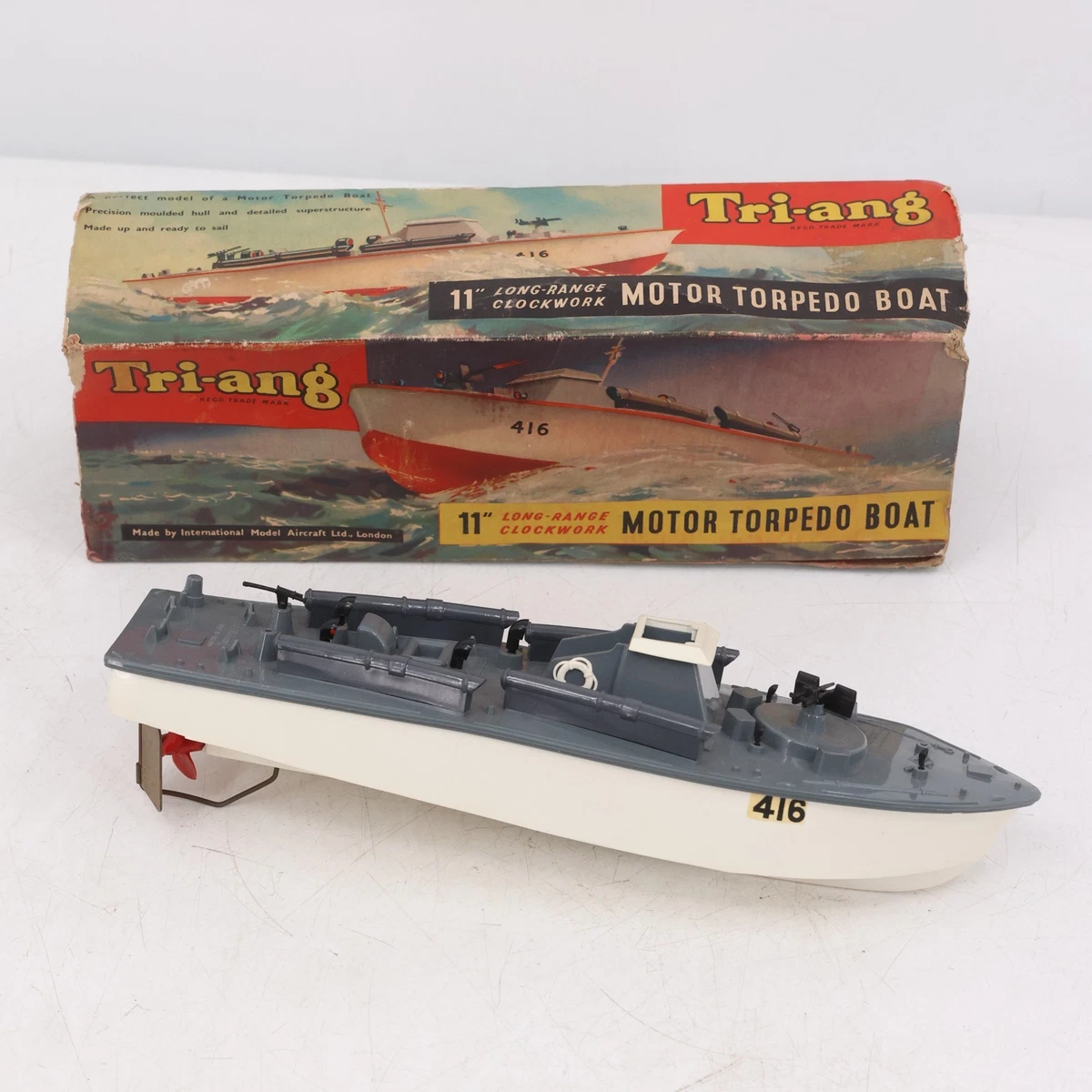 TRI-ANG Motor Torpedo Boat 416 Avec Boîte – Maquette Militaire échelle 1:18 Vintage