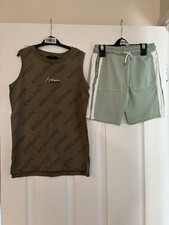 Boys Green T-shirt and Shorts Set 6-7 Years George At Asda Brand New