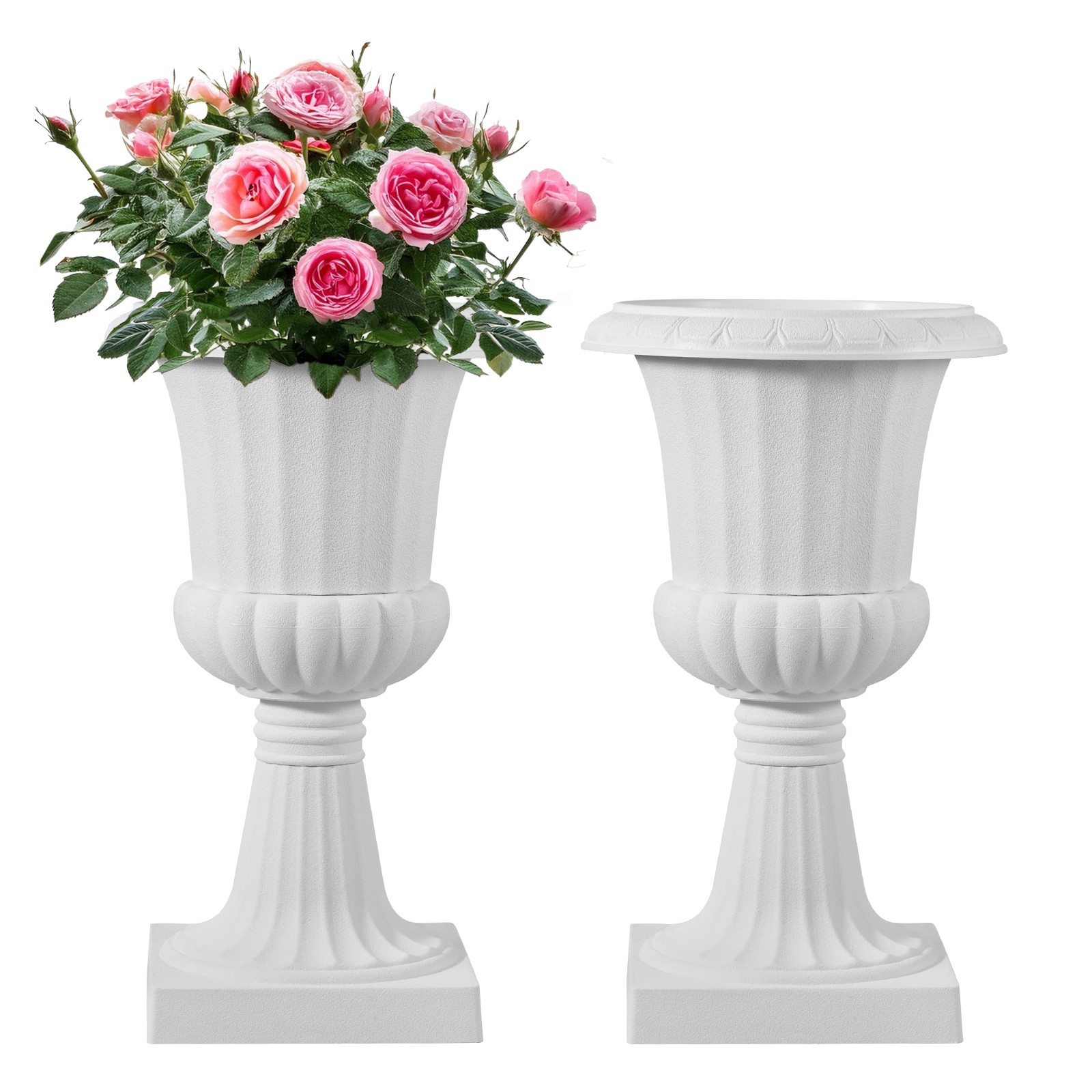 Urne de jardin blanche VEVOR 25x42 cm pour sublimer une entrée de maison et une terrasse
