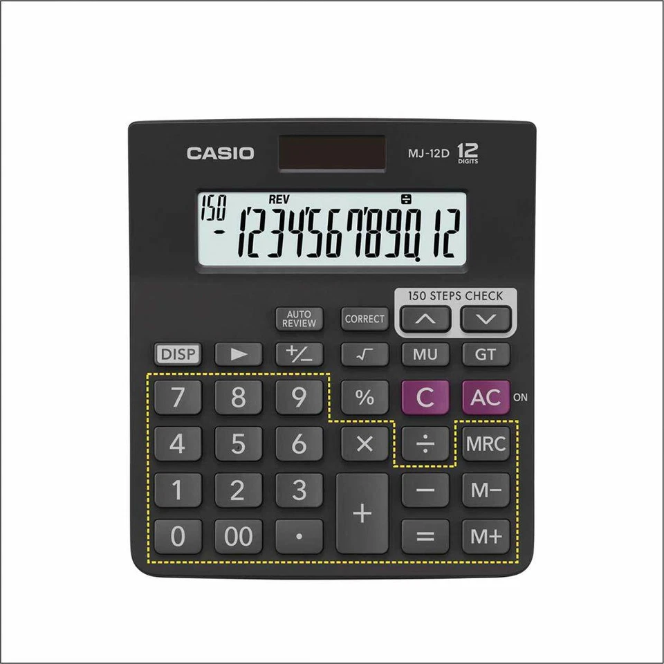 Casio MJ-12D MJ12D 150 Steps Check & Correct Desktop Calculator 12 Digit Display - Image 4 of 4