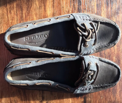 Sebago Womens Sz 7 Bala Mahogany Leather Slip On Boat Shoes Handsewn Driving
